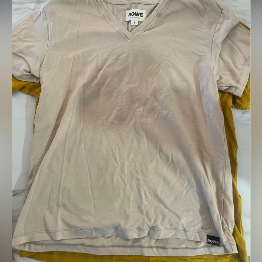 BNWOT - ROWE Apparel V-neck  T’s (ethically made in Canada)